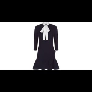 Sandro PussyBow Navy Ruffle Dress
